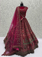 Stunning Pink Embroidered Bridal Lehenga Choli With Double Dupatta