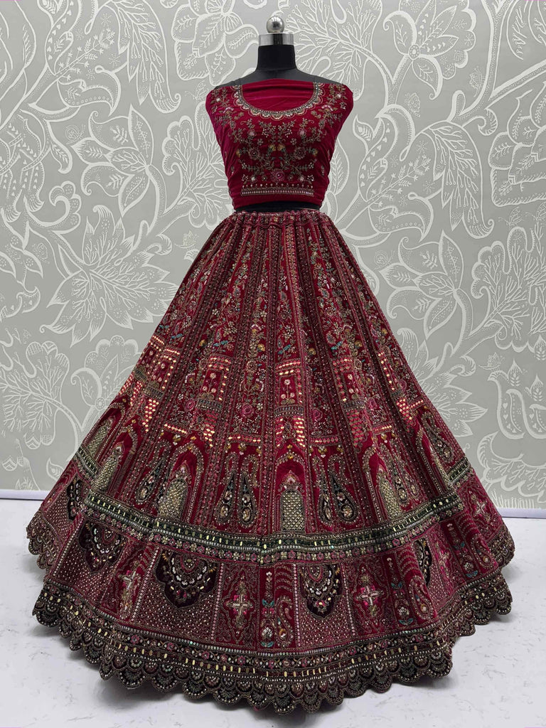 Stunning Pink Embroidered Bridal Lehenga Choli With Double Dupatta