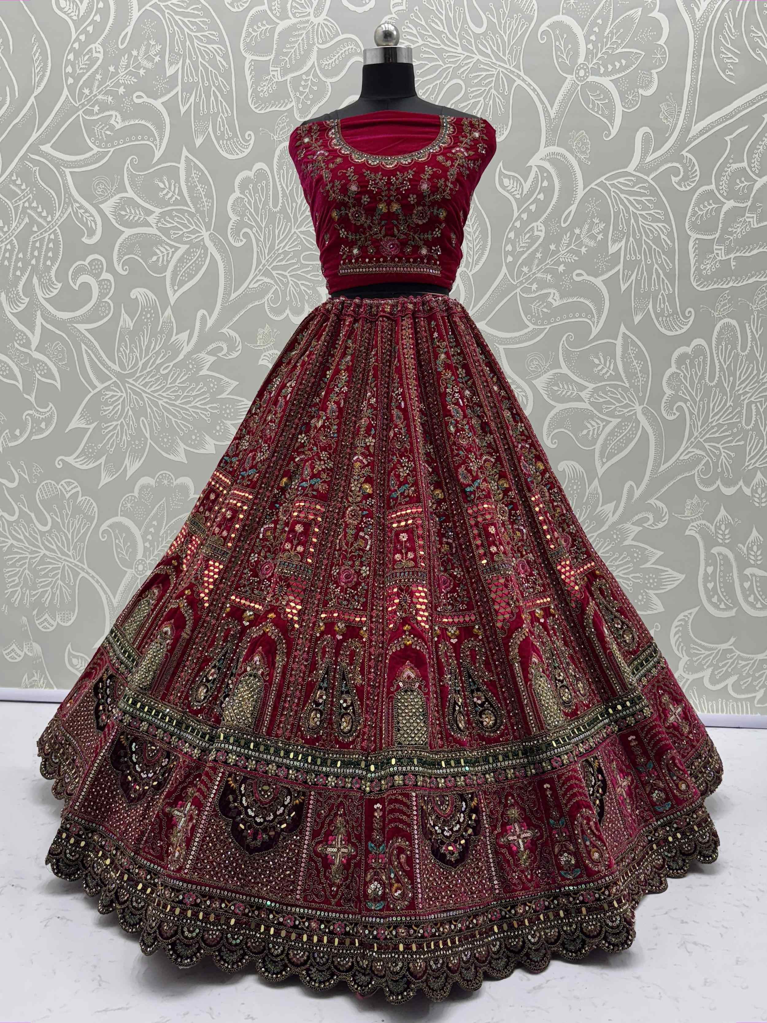 Stunning Pink Embroidered Bridal Lehenga Choli With Double Dupatta