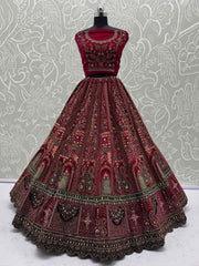 Stunning Pink Embroidered Bridal Lehenga Choli With Double Dupatta