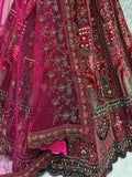 Stunning Pink Embroidered Bridal Lehenga Choli With Double Dupatta