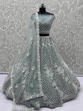 Enchanting Green Net Floral Embroidery Wedding Wear Lehenga Choli