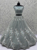 Enchanting Green Net Floral Embroidery Wedding Wear Lehenga Choli