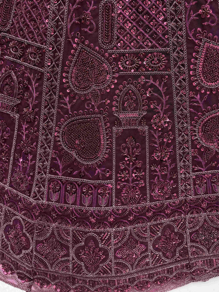 Stunning Purple Net Dori Embroidered Lehenga Choli With Dupatta