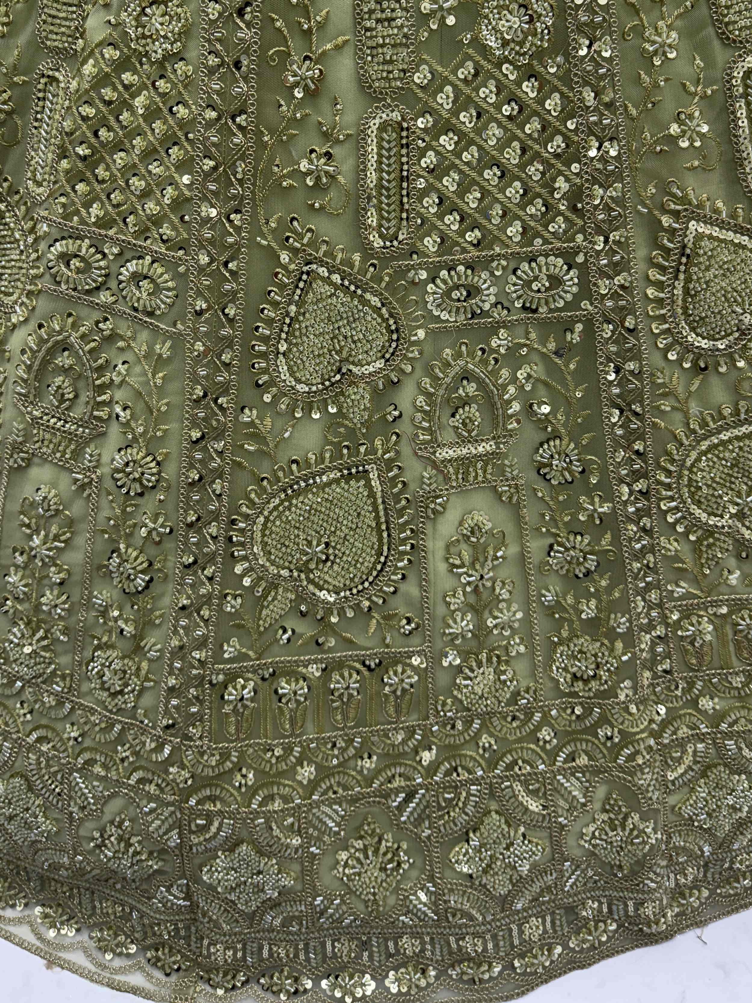 Regal Pista Green Net Thread Work Mehendi Wear Lehenga Choli