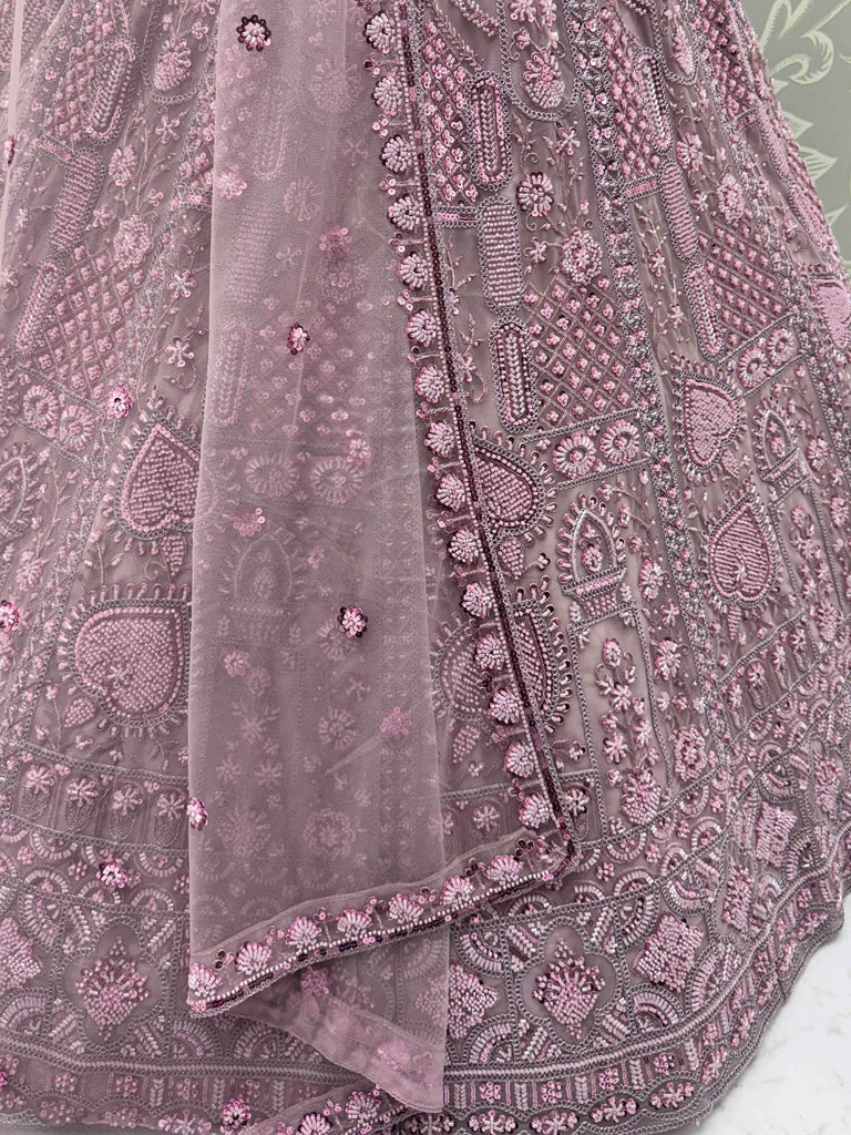Timeless Pink Net Sequins Bridesmaid Lehenga Choli With Dupatta
