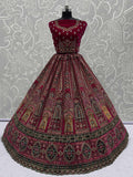 Dazzling Pink Velvet Zircon Work Bridal Lehenga With Double Dupatta