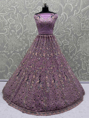 Gorgeous Lavender Net Multi-Thread Work Bridemaids Lehenga Choli