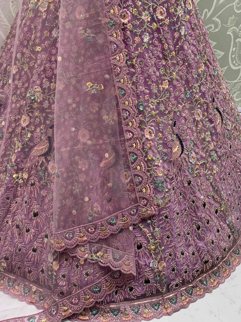 Gorgeous Lavender Net Multi-Thread Work Bridemaids Lehenga Choli