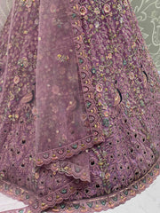 Gorgeous Lavender Net Multi-Thread Work Bridemaids Lehenga Choli
