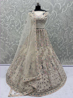 Astonishing White Net Zircon Work Engagement Wear Lehenga Choli