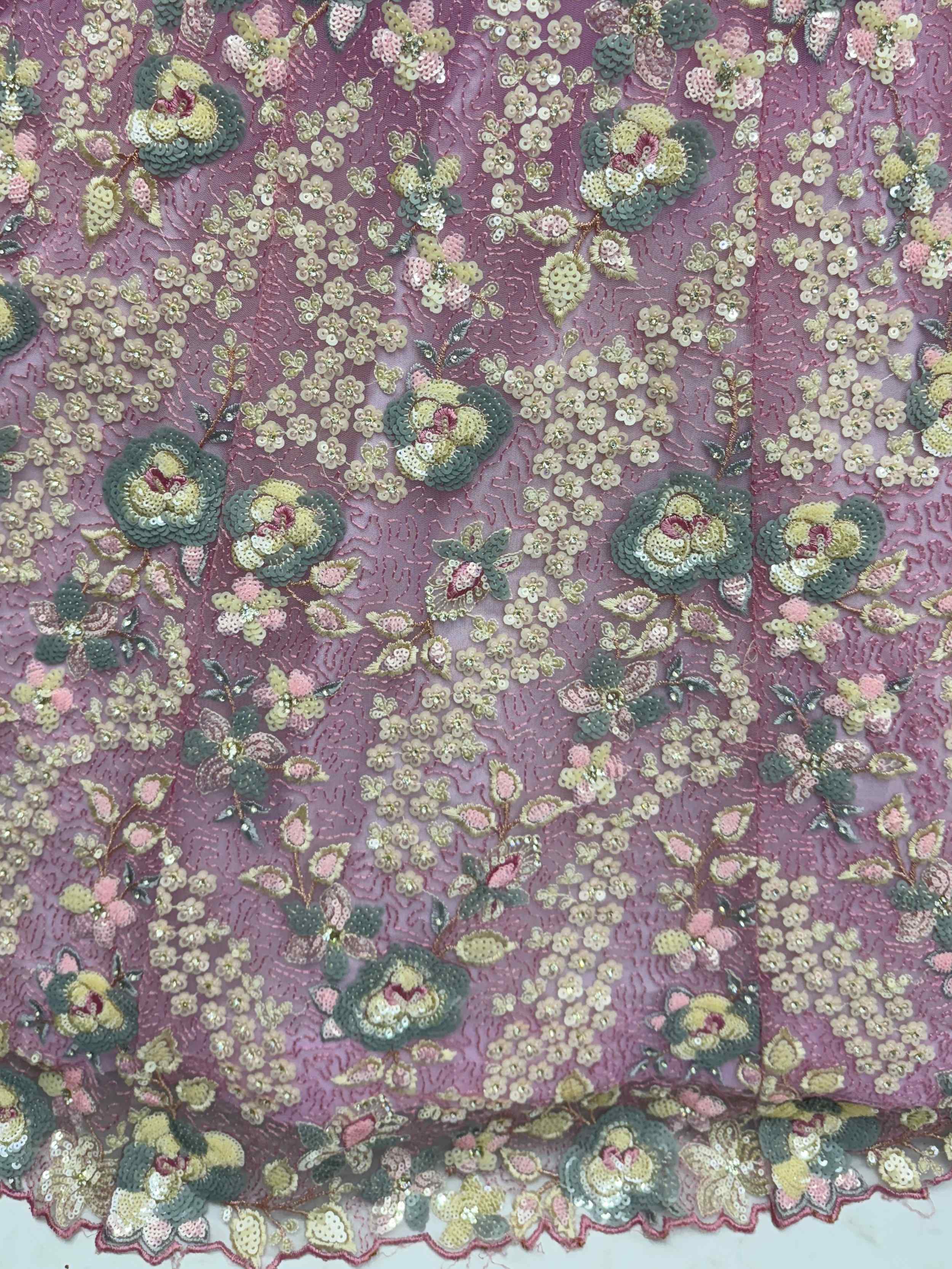 Spectacular Lilac Net Floral Embroidered Function Wear Lehenga Choli