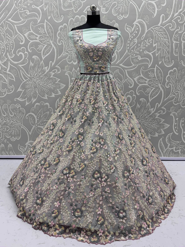 Desirable Sky Blue Multi Thread Work Bridemaids Lehenga Choli