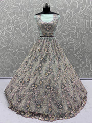 Desirable Sky Blue Multi Thread Work Bridemaids Lehenga Choli