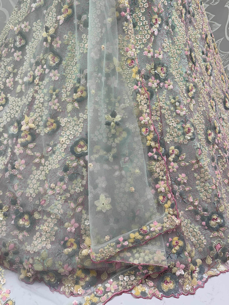 Desirable Sky Blue Multi Thread Work Bridemaids Lehenga Choli