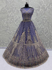 Elegant Purple Net Thread Embroidered Function Wear Lehenga Choli