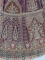 Graceful Mauve Net Zircon Work Bridesmaid Lehenga Choli With Dupatta