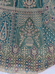 Tantalizing Blue Zari Embroidered Net Lehenga Choli With Dupatta