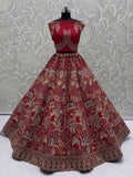 Precious Red Silk Embroidered Bridal Lehenga Choli With Double Dupatta