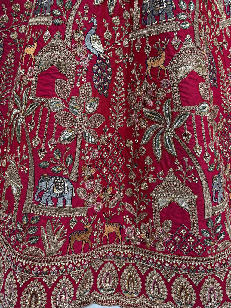 Charming Pink Silk Stone Work Bridal Lehenga Choli With Double Dupatta
