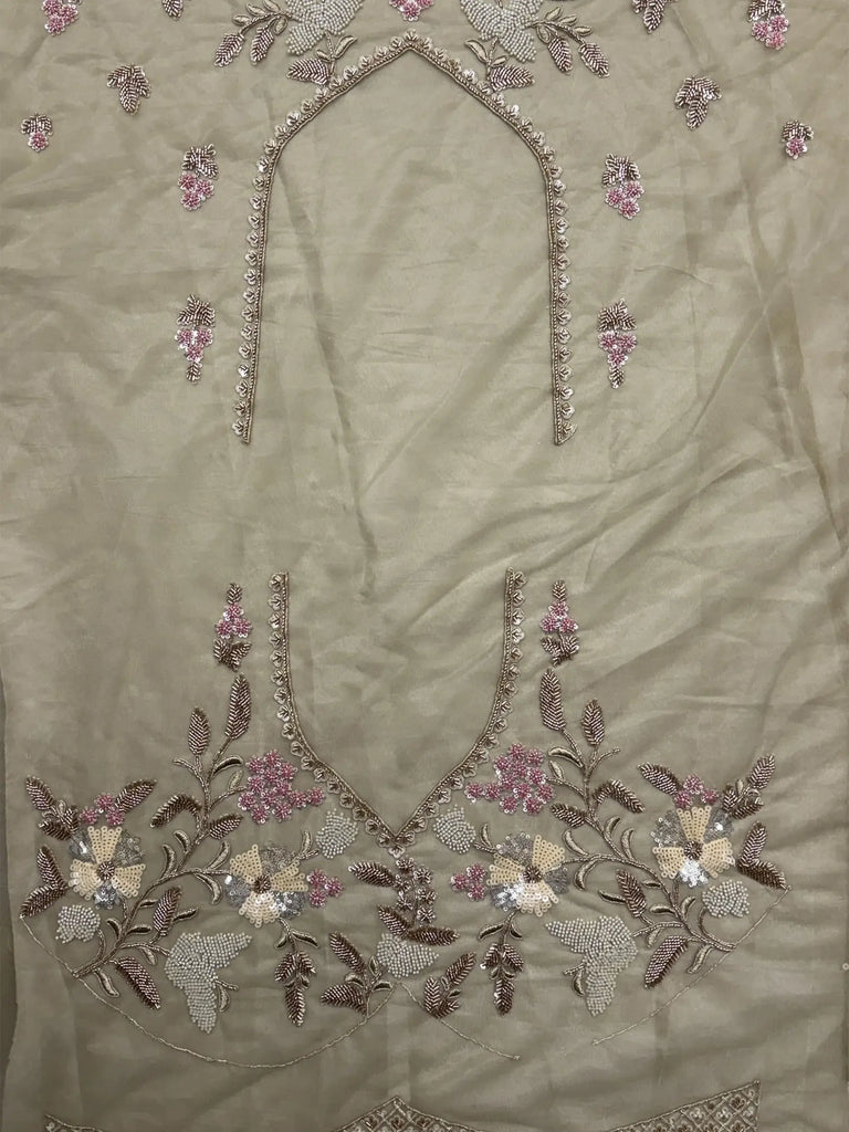 Beautiful Beige Sequins Net Bridesmaid Lehenga Choli With Dupatta
