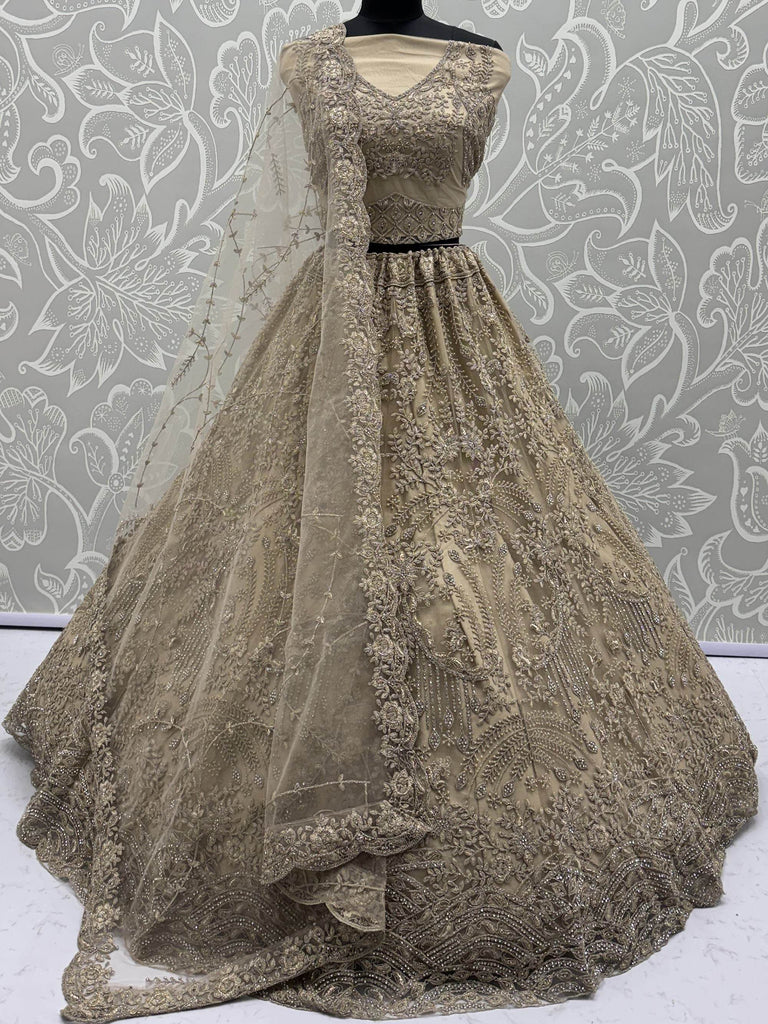 Fantastic Golden Thread Embroidered Net Engagement Wear Lehenga Choli