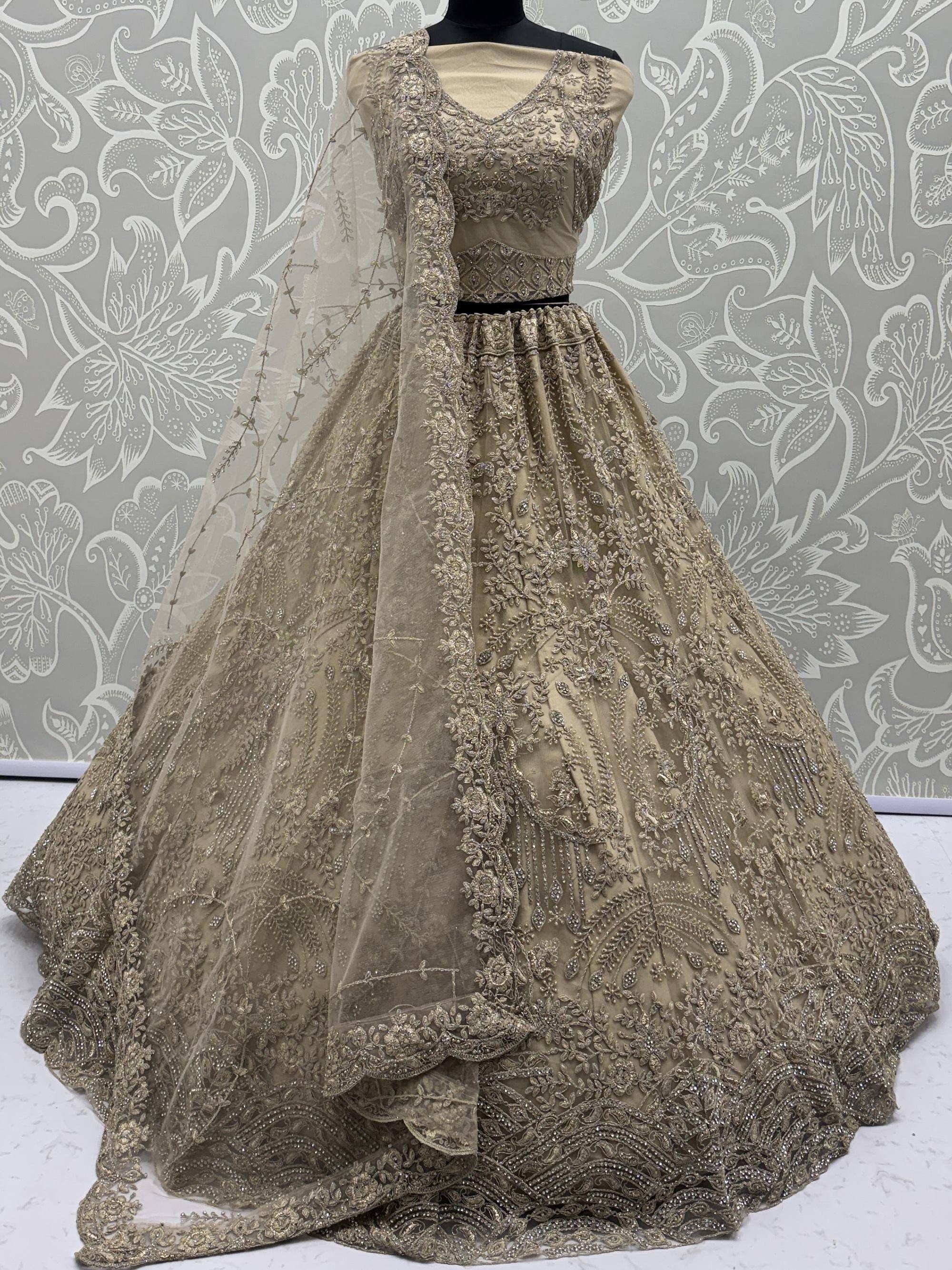Fantastic Golden Thread Embroidered Net Engagement Wear Lehenga Choli
