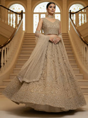 Fantastic Golden Thread Embroidered Net Engagement Wear Lehenga Choli