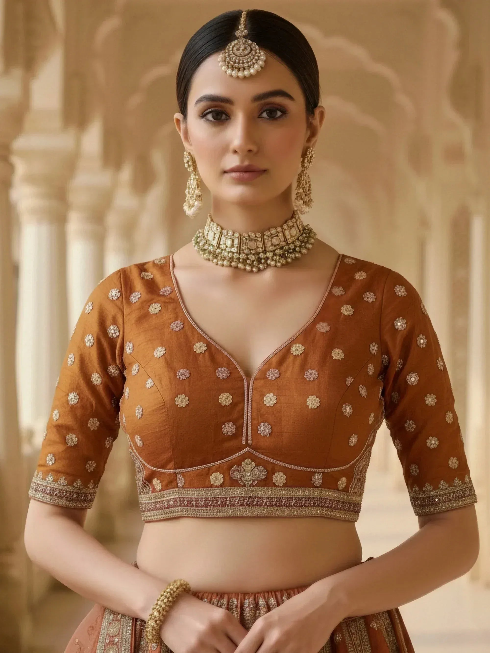 Attractive Orange Heavy Silk Bridal Lehenga Choli With Double Dupatta