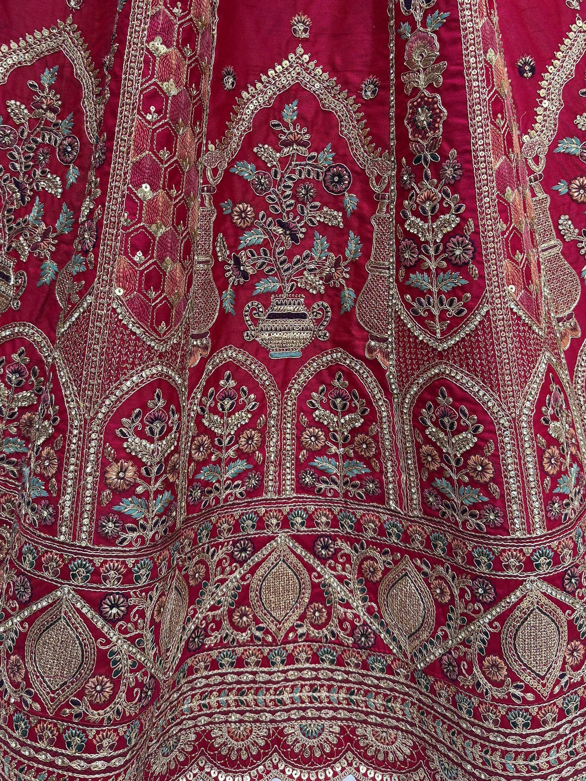 Elegant Pink Embroidered Silk Bridal Lehenga Choli With Double Dupatta