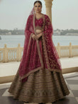 Amazing Pink Sequins Embroidered Silk Bridal Wear Lehenga Choli