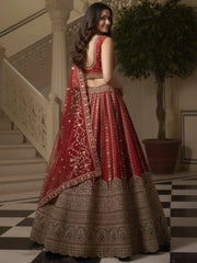 Amazing Red Sequins Embroidered Silk Bridal Wear Lehenga Choli