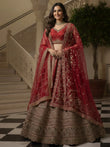 Amazing Red Sequins Embroidered Silk Bridal Wear Lehenga Choli