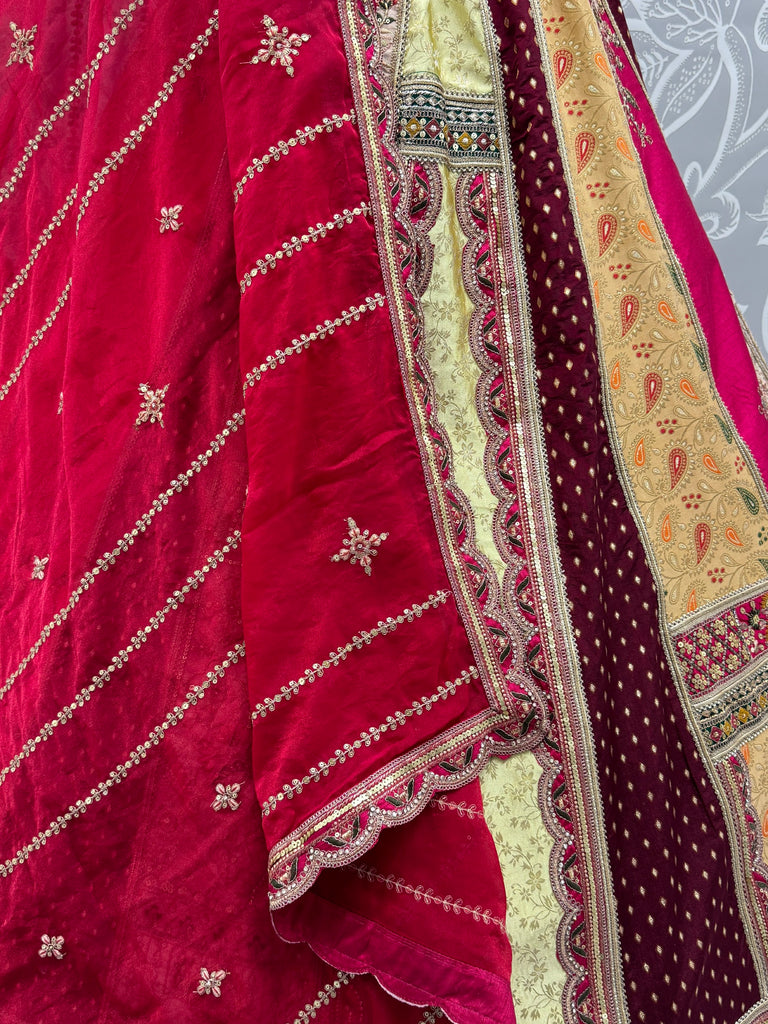 Graceful Multi-Color Patch Work Silk Engagement Wear Lehenga Choli