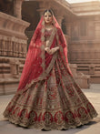 Stunning Red Embroidered Silk Bridal Lehenga Choli With Double Dupatta