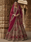 Gorgeous Pink Embroidered Silk Bridal Lehenga Choli With Double Dupatta