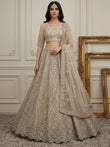Beautiful Golden Diamond Work Net Reception Wear Lehenga Choli 