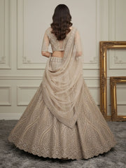 Beautiful Golden Diamond Work Net Reception Wear Lehenga Choli 