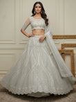 Precious Off-White Dori Embroidered Net Engagement Wear Lehenga Choli 