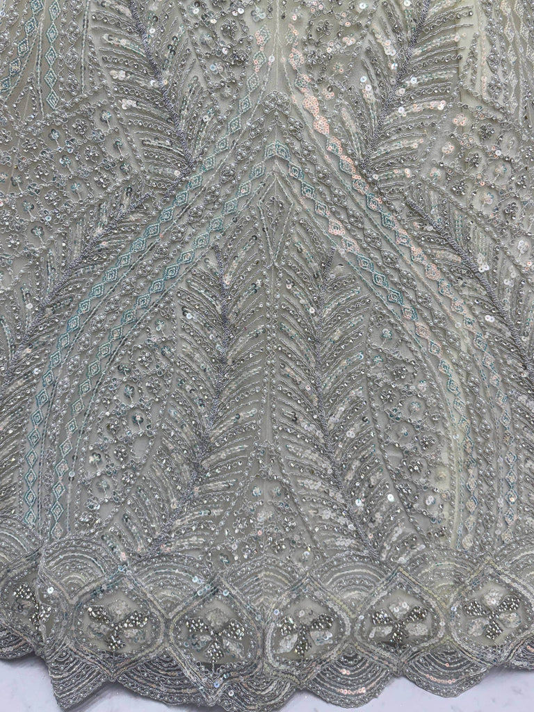 Precious Off-White Dori Embroidered Net Engagement Wear Lehenga Choli 