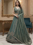 Dazzling Teal Blue Dori Embroidered Silk Wedding Wear Lehenga Choli