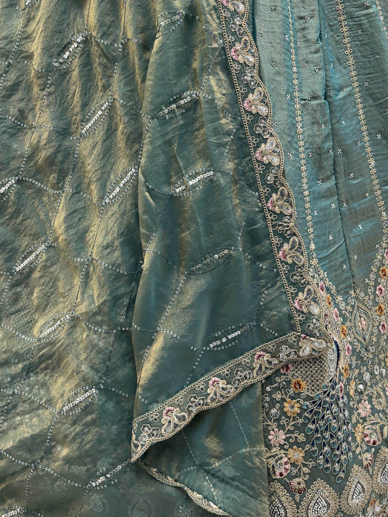 Dazzling Teal Blue Dori Embroidered Silk Wedding Wear Lehenga Choli