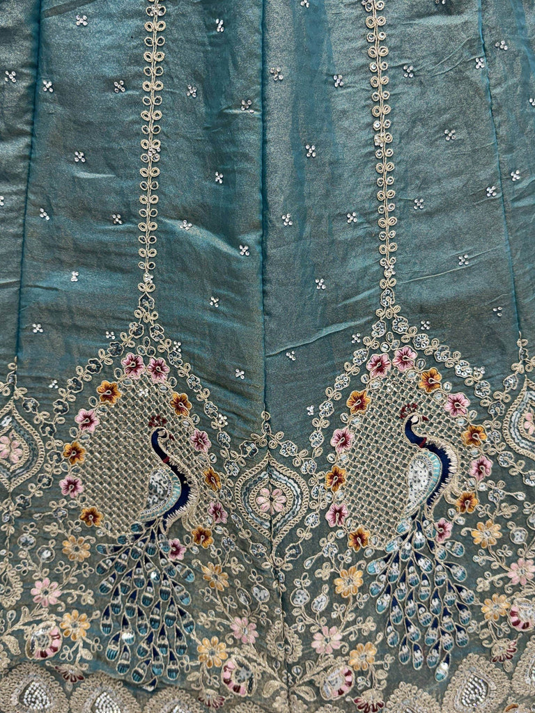 Dazzling Teal Blue Dori Embroidered Silk Wedding Wear Lehenga Choli