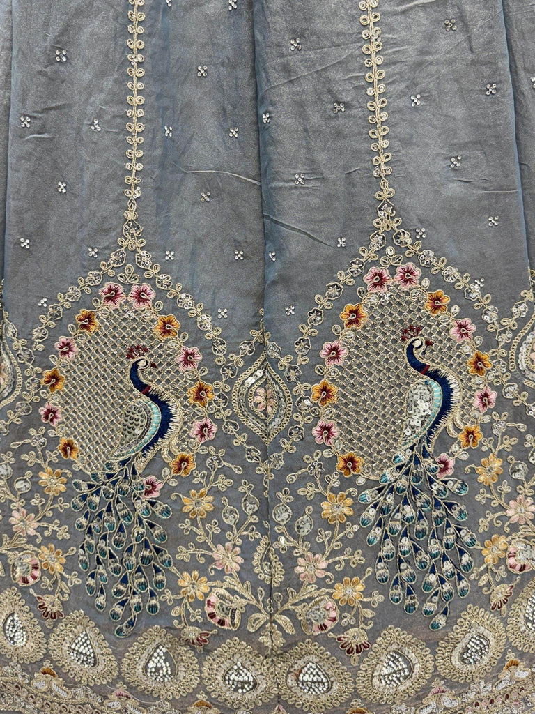 Amazing Grey Dori Embroidered Silk Wedding Wear Lehenga Choli