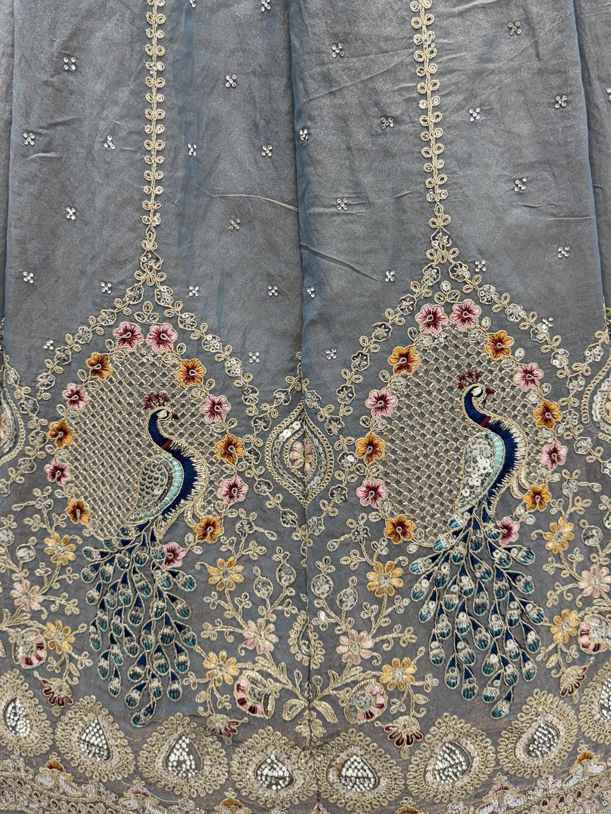 Amazing Grey Dori Embroidered Silk Wedding Wear Lehenga Choli