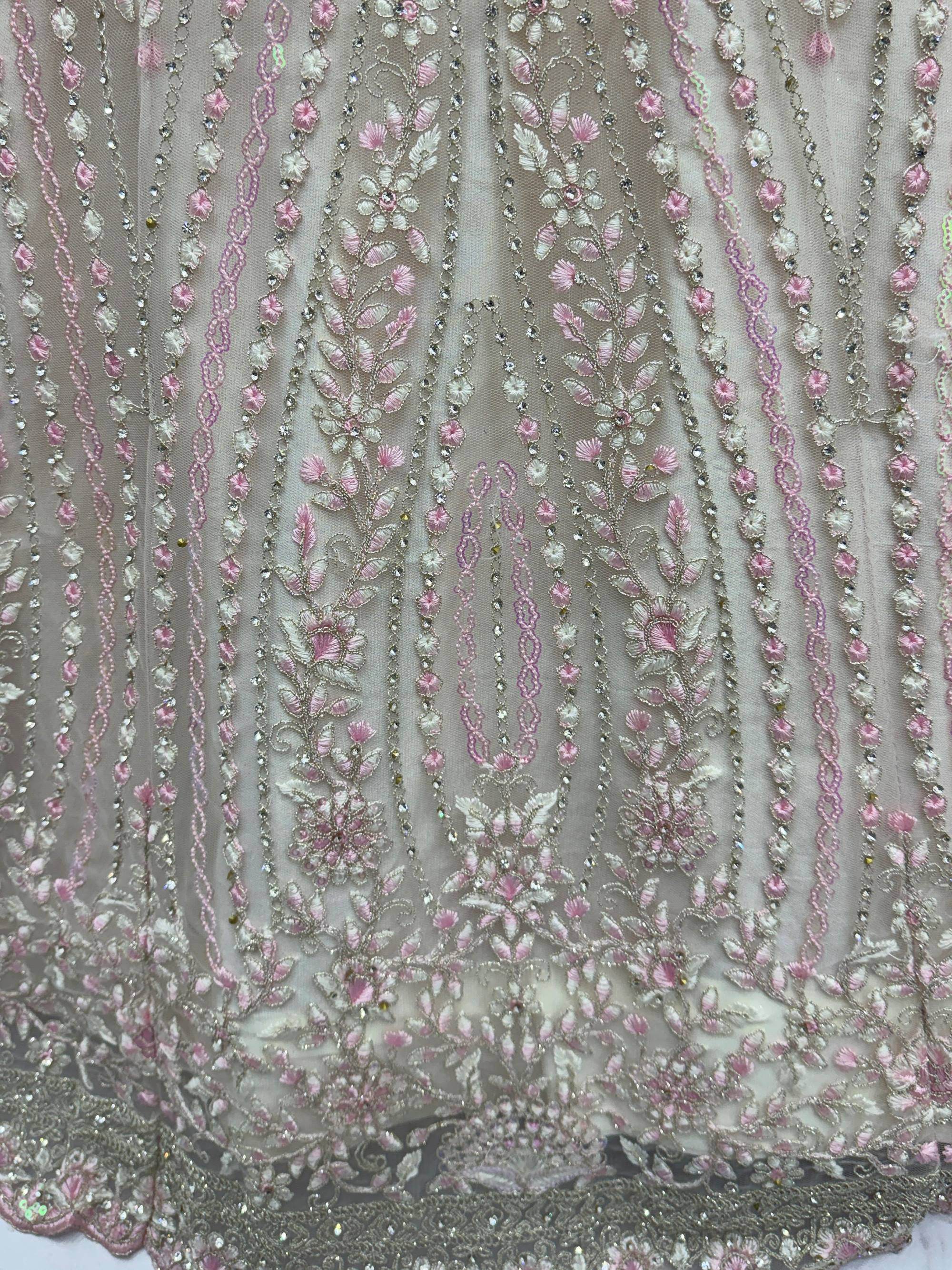 Impressive White Diamond Work Net Reception Wear Lehenga Choli