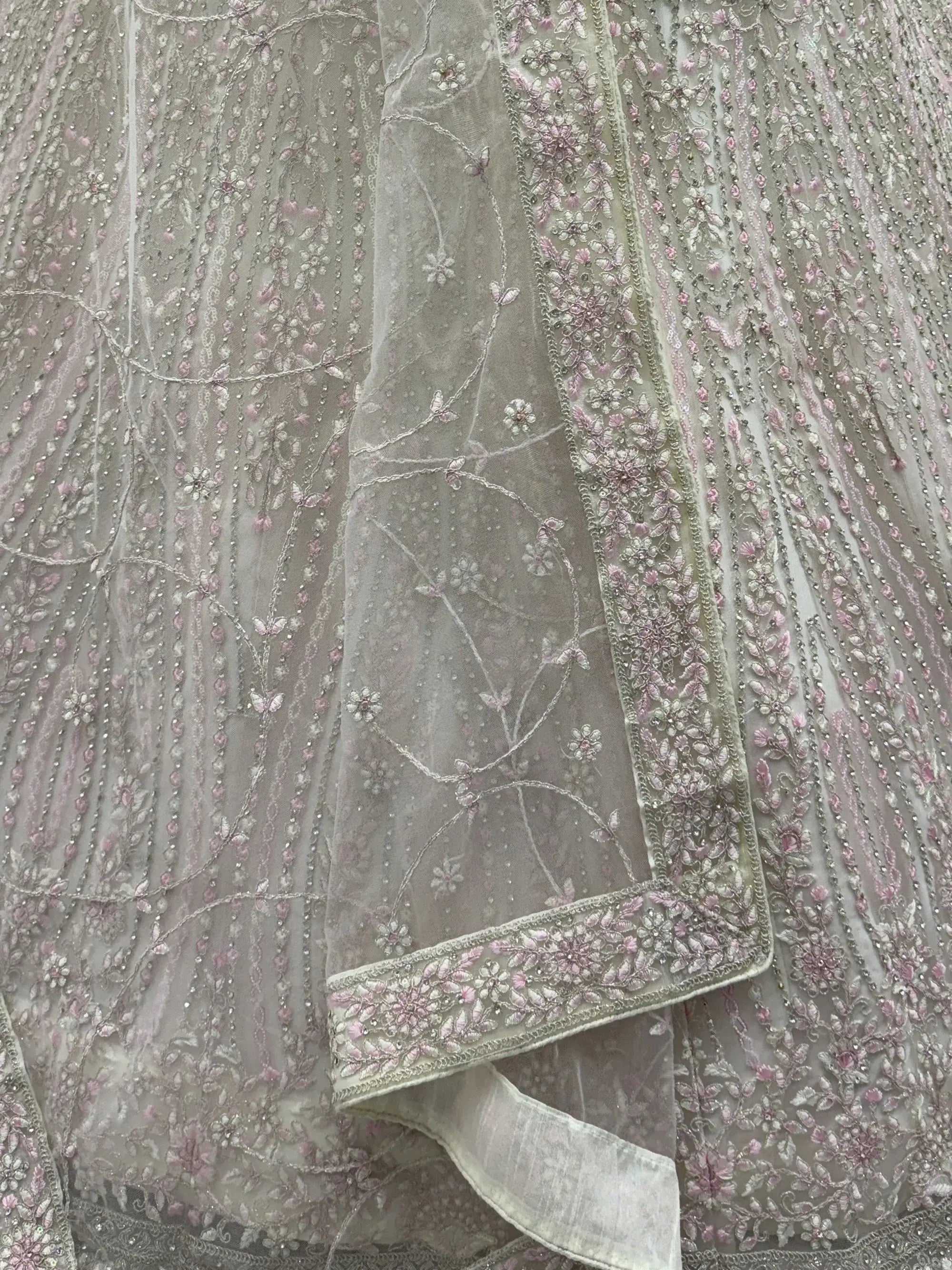 Impressive White Diamond Work Net Reception Wear Lehenga Choli