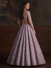 Graceful Purple Sequins Embroidered Net Reception Wear Lehenga Choli