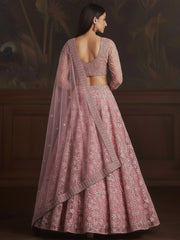 Stunning Pink Sequins Embroidered Net Engagement Wear Lehenga Choli