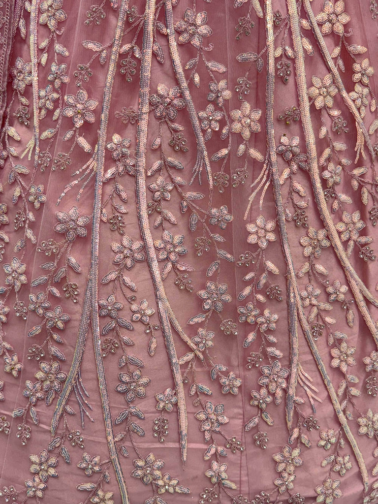 Stunning Pink Sequins Embroidered Net Engagement Wear Lehenga Choli